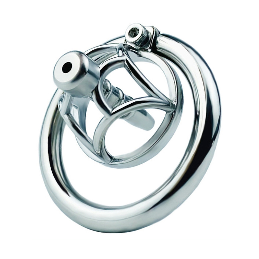 Cage de chasteté en métal avec Plug d'urètre Hexy 3 x 3.3cm