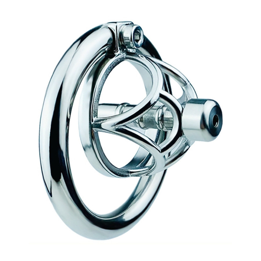 Cage de chasteté en métal avec Plug d'urètre Hexy 3 x 3.3cm