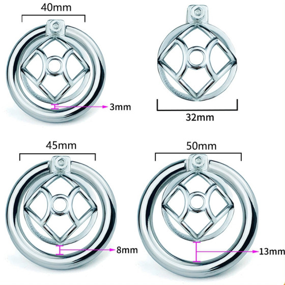 Cage de chasteté en métal avec Plug d'urètre Hexy 3 x 3.3cm