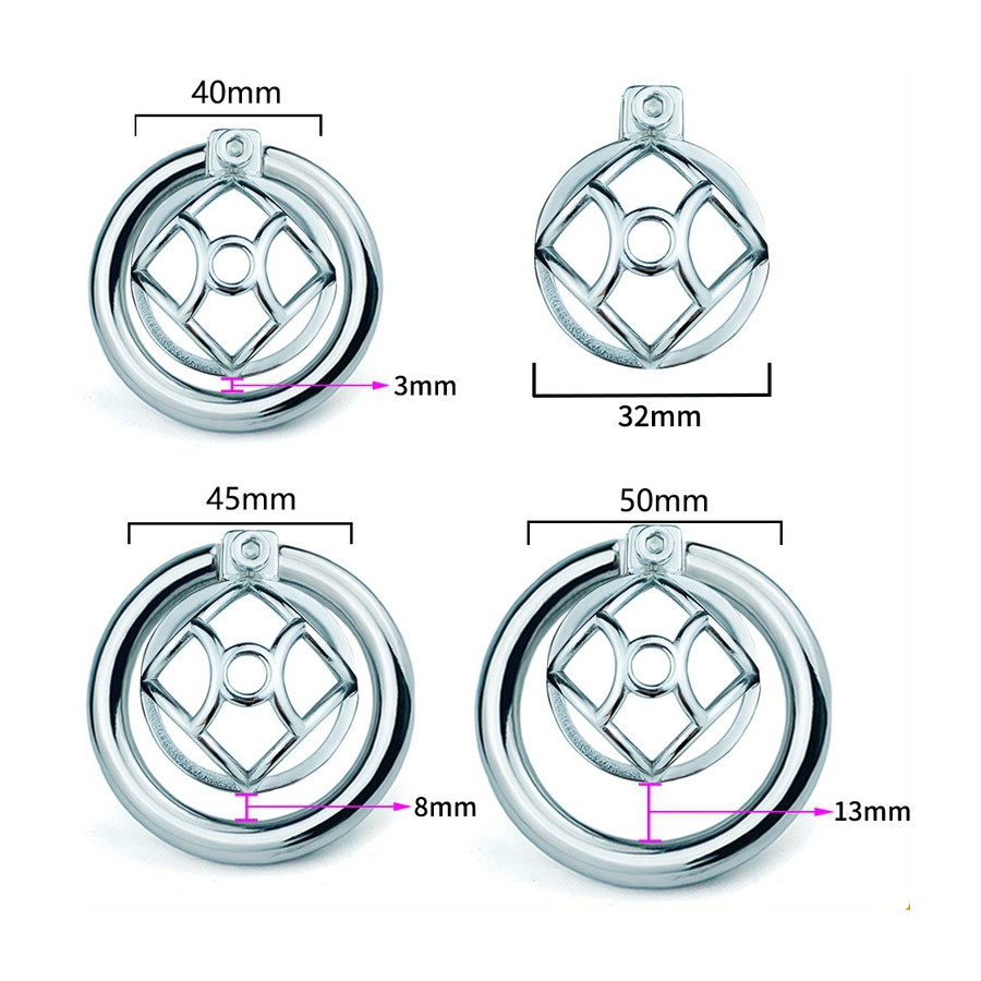 Cage de chasteté en métal avec Plug d'urètre Hexy 3 x 3.3cm