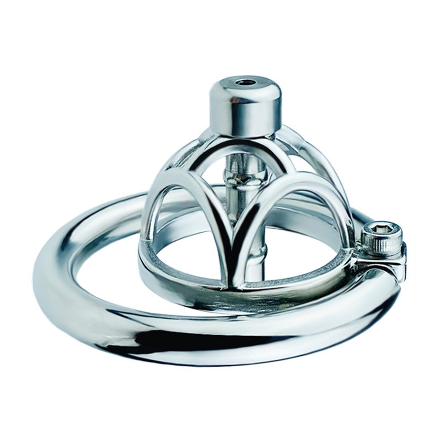 Cage de chasteté en métal avec Plug d'urètre Hexy 3 x 3.3cm