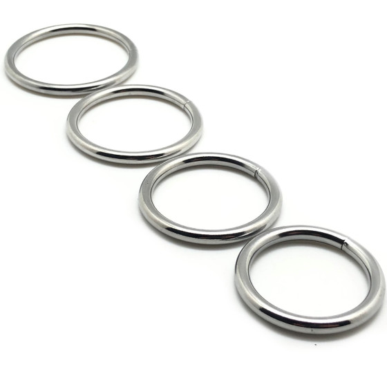 Lot de 4 cockrings en métal ROUND LIGHT | Diamètre de 35 à 50mm