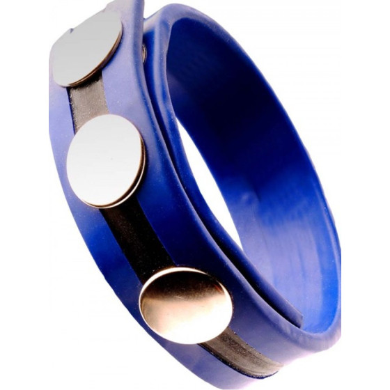 Cockring Rubber 3 snaps Bleu