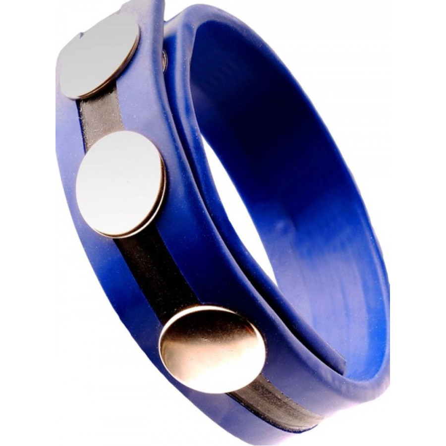 Cockring Rubber 3 snaps Bleu