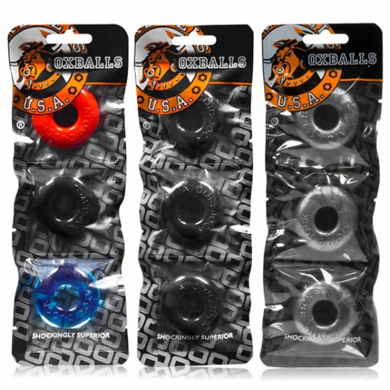 Pack de 3 mini cockrings Oxballs Gris
