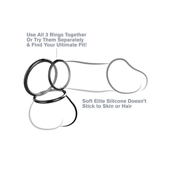 Lot de 3 cockrings Silicone C-Ringz