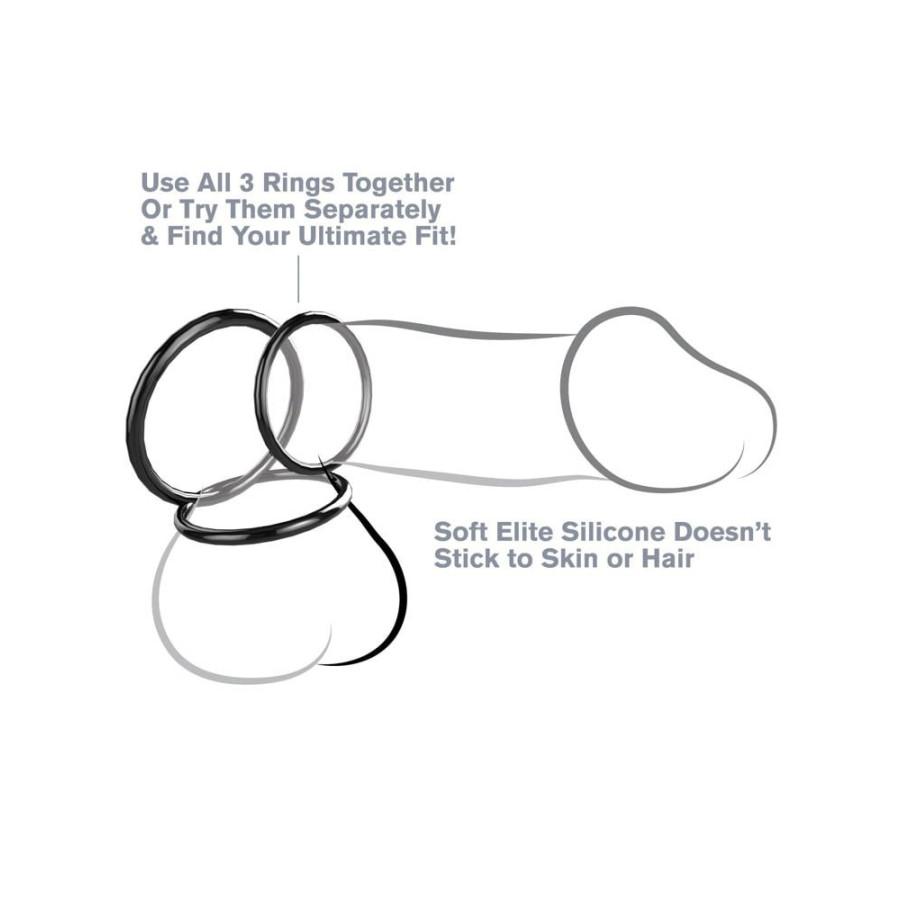 Lot de 3 cockrings Silicone C-Ringz