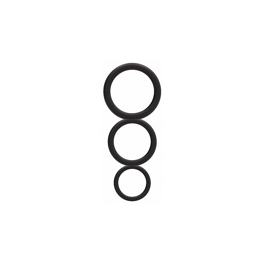 Set de 3 cockrings noirs en silicone