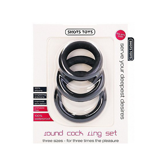 Set de 3 cockrings noirs en silicone