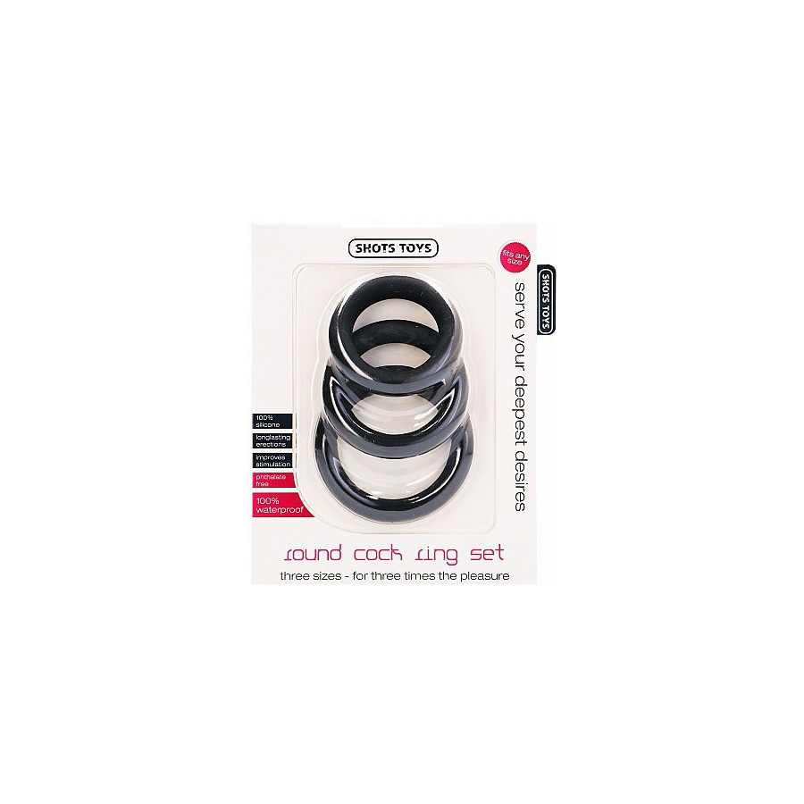 Set de 3 cockrings noirs en silicone