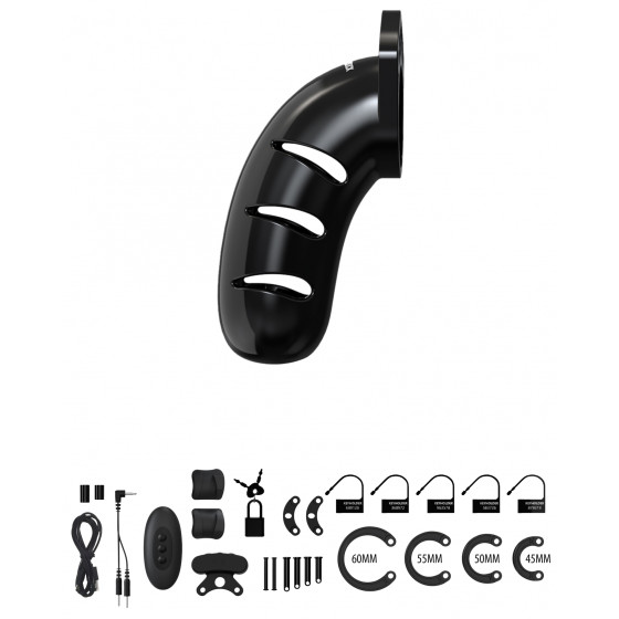 Cage de chasteté Électro ManCage Modèle 22 - 11.5 x 3.4cm Noire