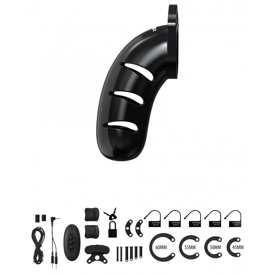 Cage de chasteté Électro ManCage Modèle 22 - 11.5 x 3.4cm Noire