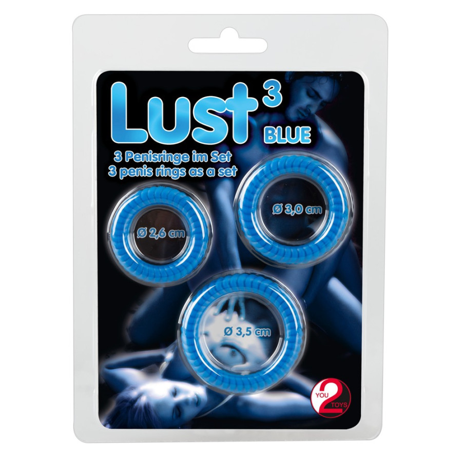 Lot de 3 cockrings Lust Bleus
