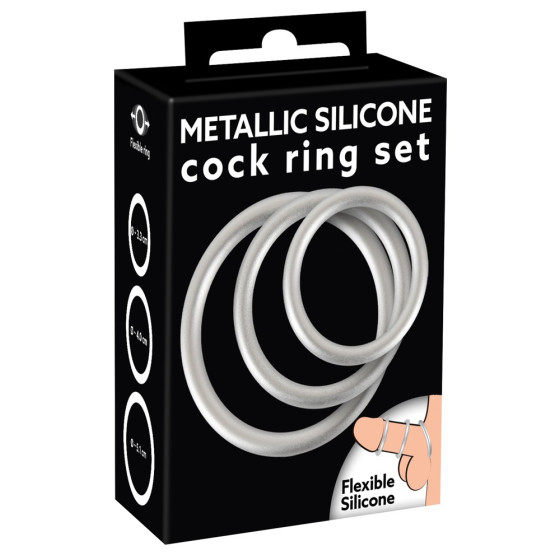 Lot de 3 cockrings Silicone Thin Ring Gris