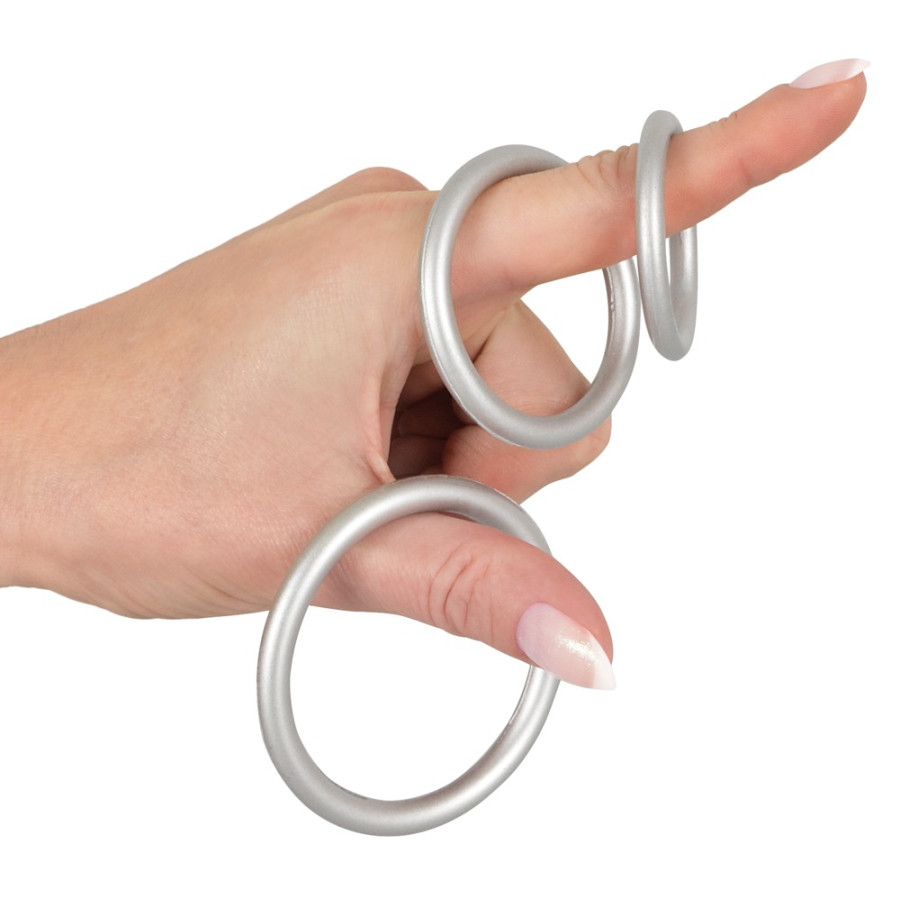 Lot de 3 cockrings Silicone Thin Ring Gris