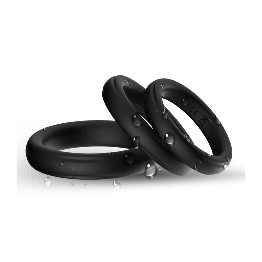 Lot de 3 cockring Silicone Set Ring Noirs