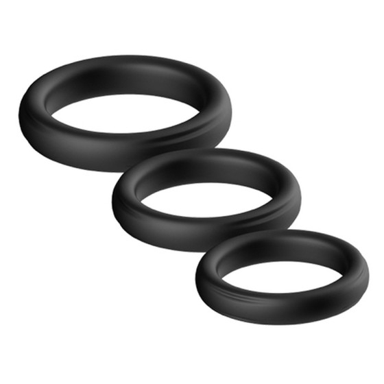 Lot de 3 cockring Silicone Set Ring Noirs