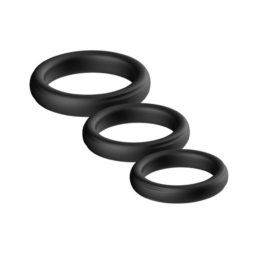 Lot de 3 cockring Silicone Set Ring Noirs