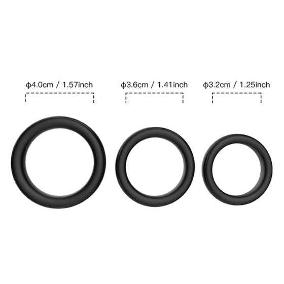 Lot de 3 cockring Silicone Set Ring Noirs
