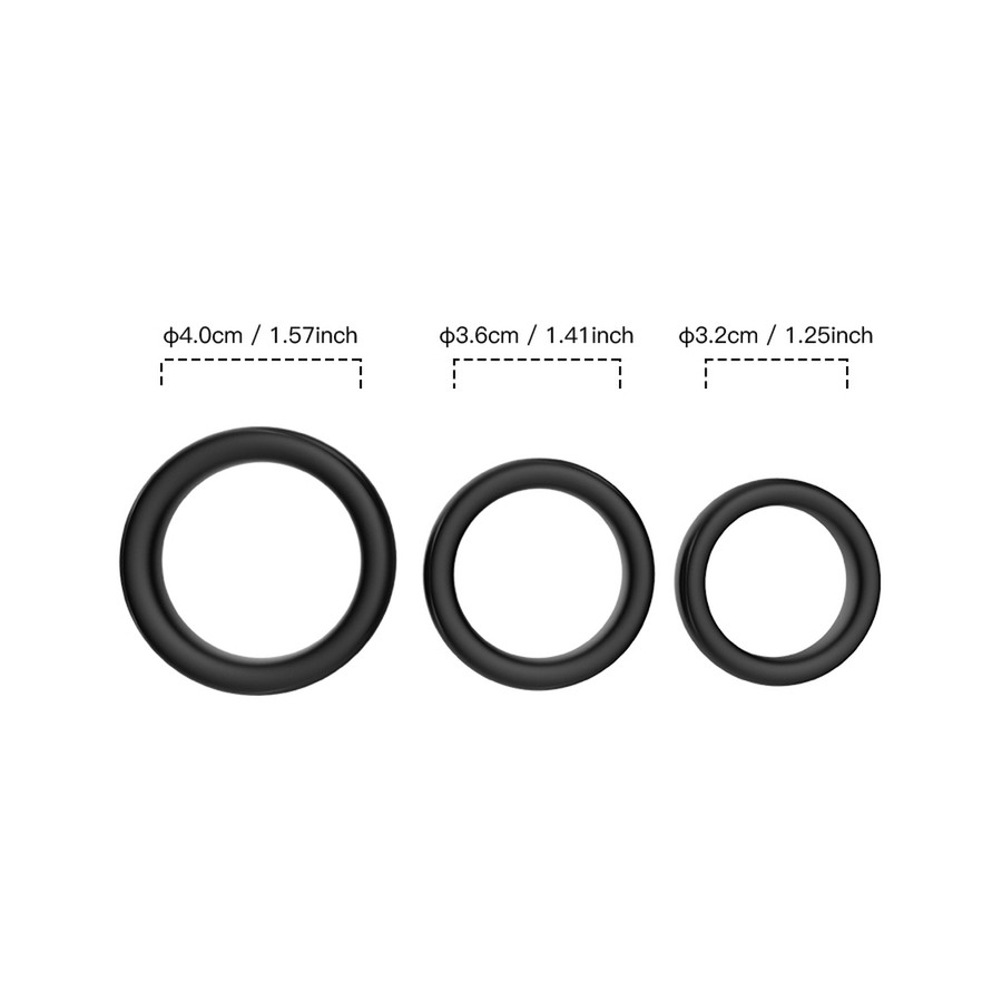 Lot de 3 cockring Silicone Set Ring Noirs