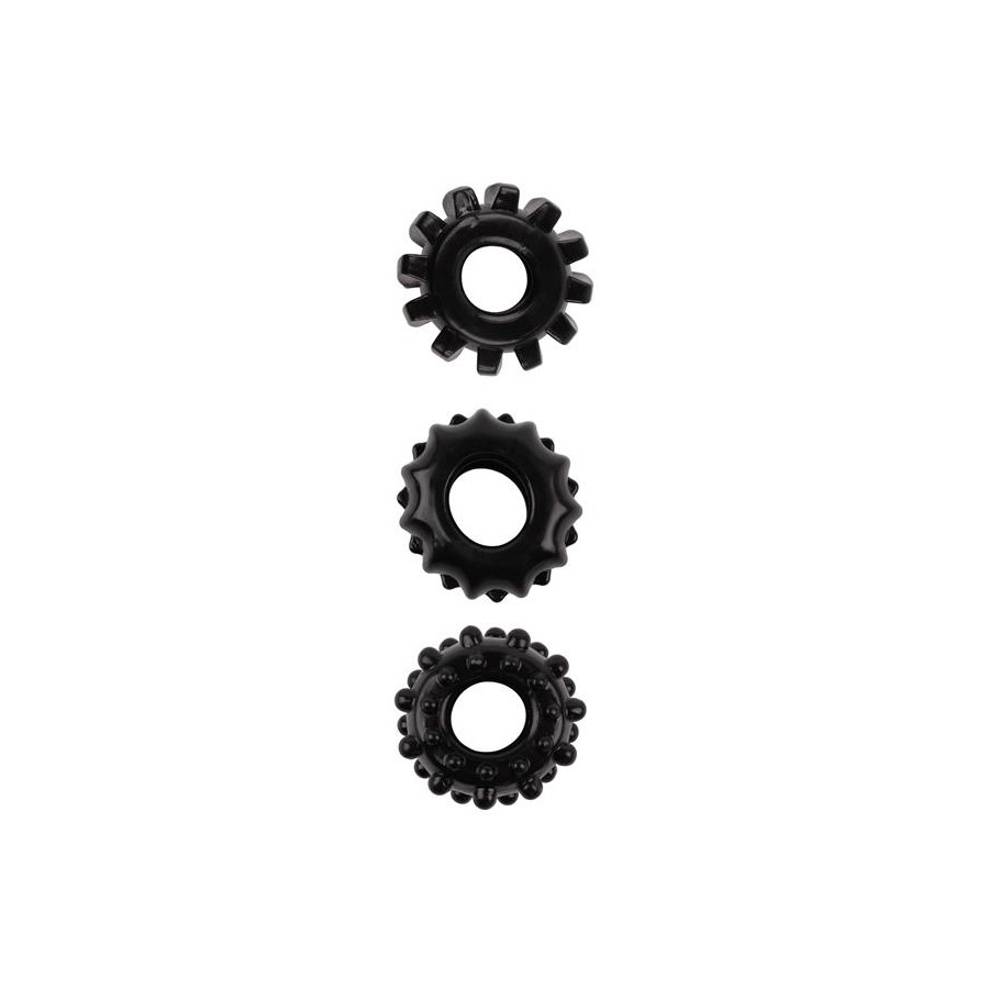 Lot de 3 Cockrings souples Gear Up Noirs Lot de 3 Cockrings souples Gear Up Noirs