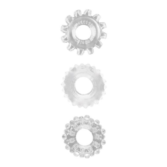 Lot de 3 Cockrings souples GEAR UP Transparents
