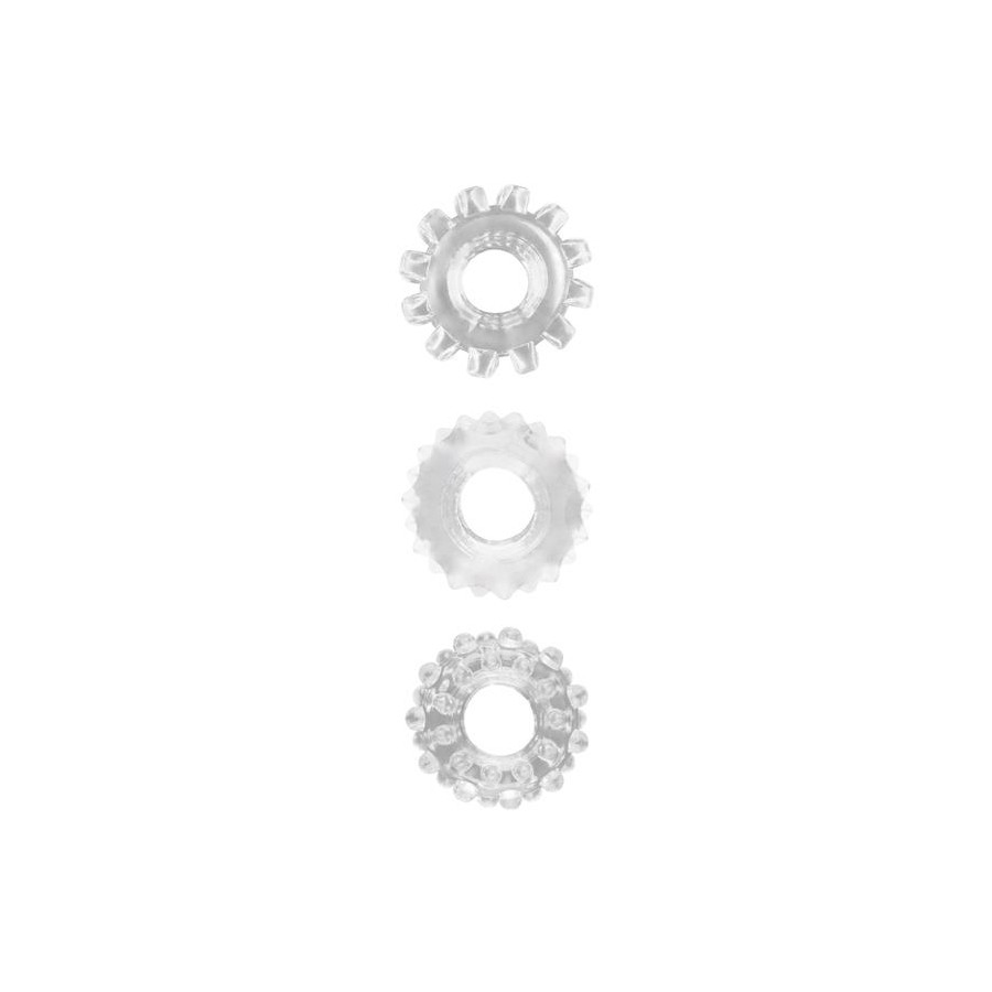 Lot de 3 Cockrings souples GEAR UP Transparents Lot de 3 Cockrings souples GEAR UP Transparents