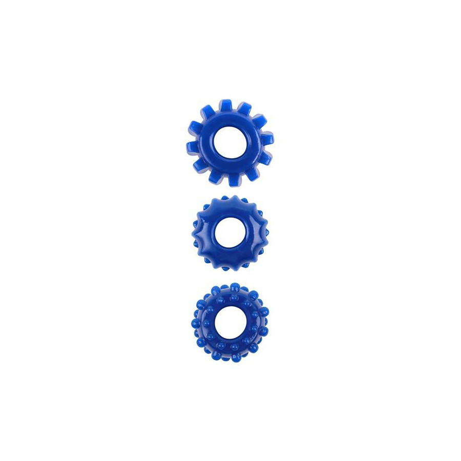 Lot de 3 Cockrings souples Gear Up Bleus Lot de 3 Cockrings souples Gear Up Bleus