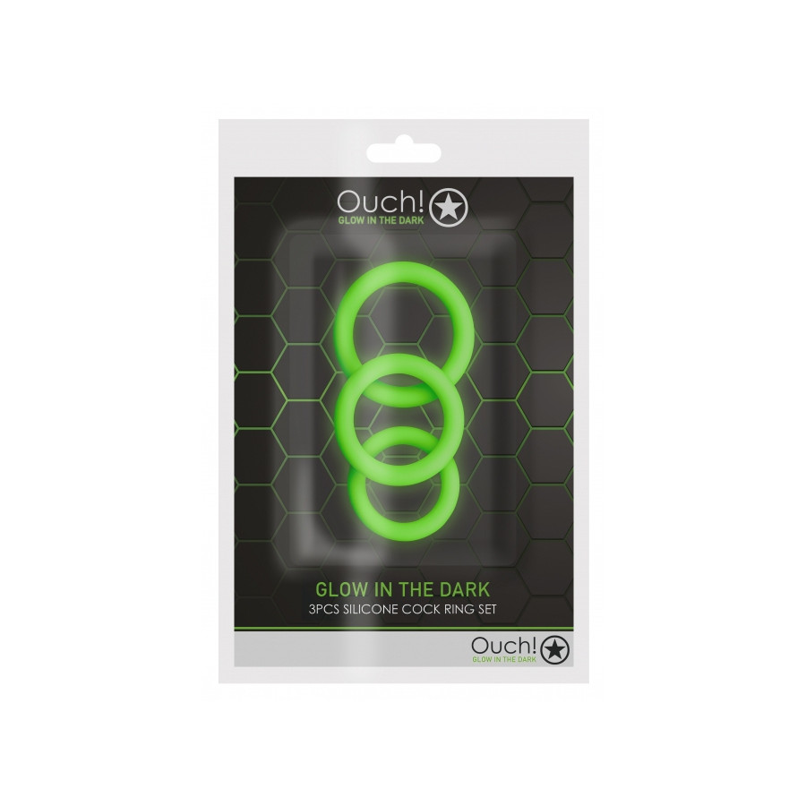 Lot de 3 cockrings phosphorescent Glow Annels 20-30mm