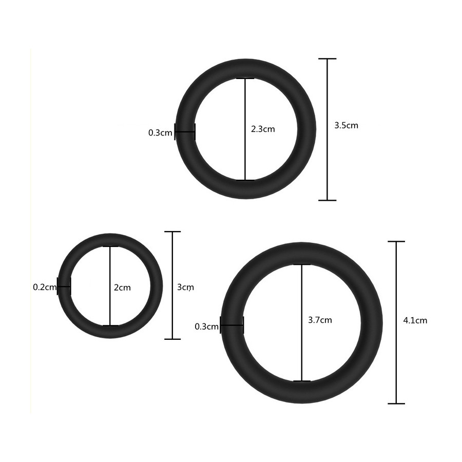 Lot de 3 Cockrings fins Dick Stretch Noirs
