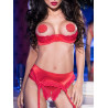 Ensemble dentelle rouge seins nus