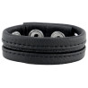 Cockring en cuir 3 Pressions Noir