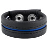 Cockring en cuir 3 Pressions Noir-Bleu