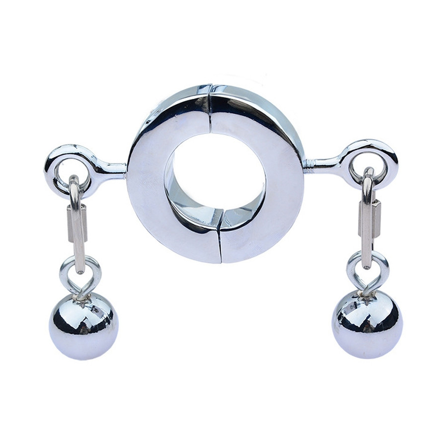 Ballstretcher en métal avec Boules Testicle M 32mm - Hauteur 20mm - Poids 485g Argenté