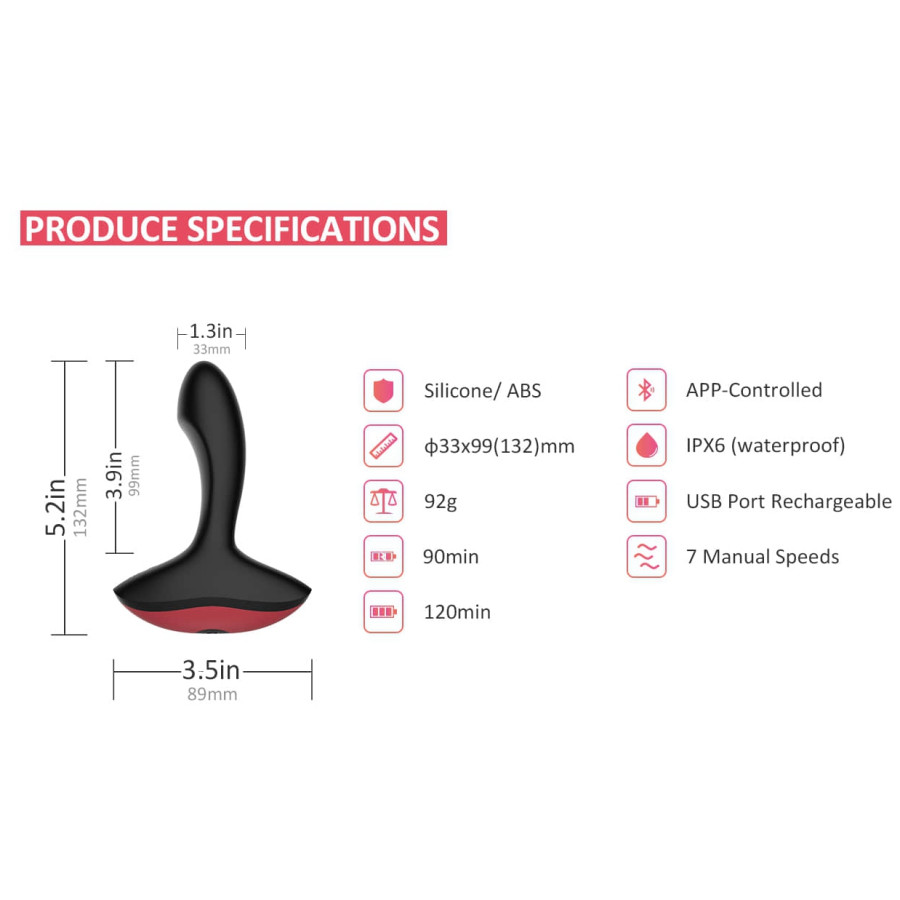 Stimulateur de prostate vibrant SOLSTICE 10 x 3.2 cm