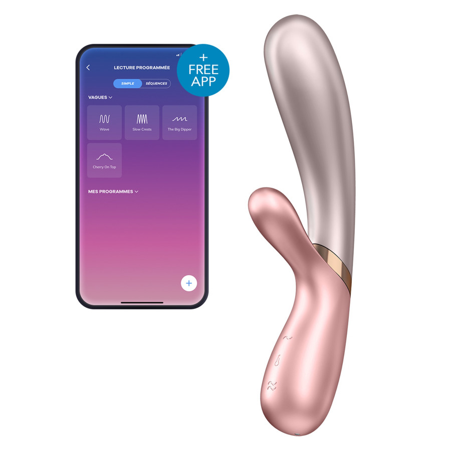 Vibro Rabbit connecté Hot Lover Satisfyer 20 x 3cm Rose Vibro Rabbit connecté Hot Lover Satisfyer 20 x 3cm Rose