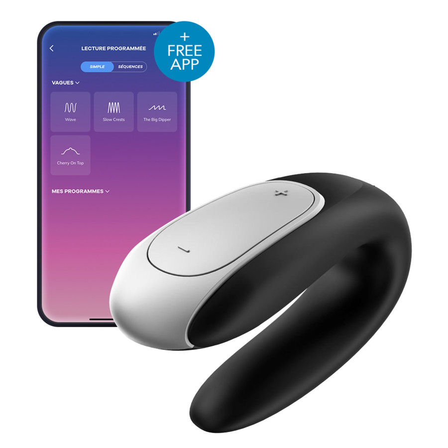 Double stimulateur connecté Double Fun Satisfyer Noir Double stimulateur connecté Double Fun Satisfyer Noir