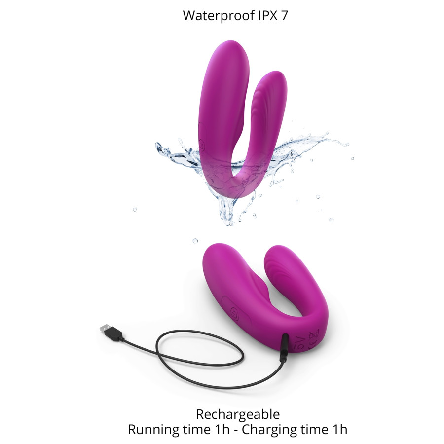 Stimulateur vibrant pour couple Match Up Love to Love Fuchsia