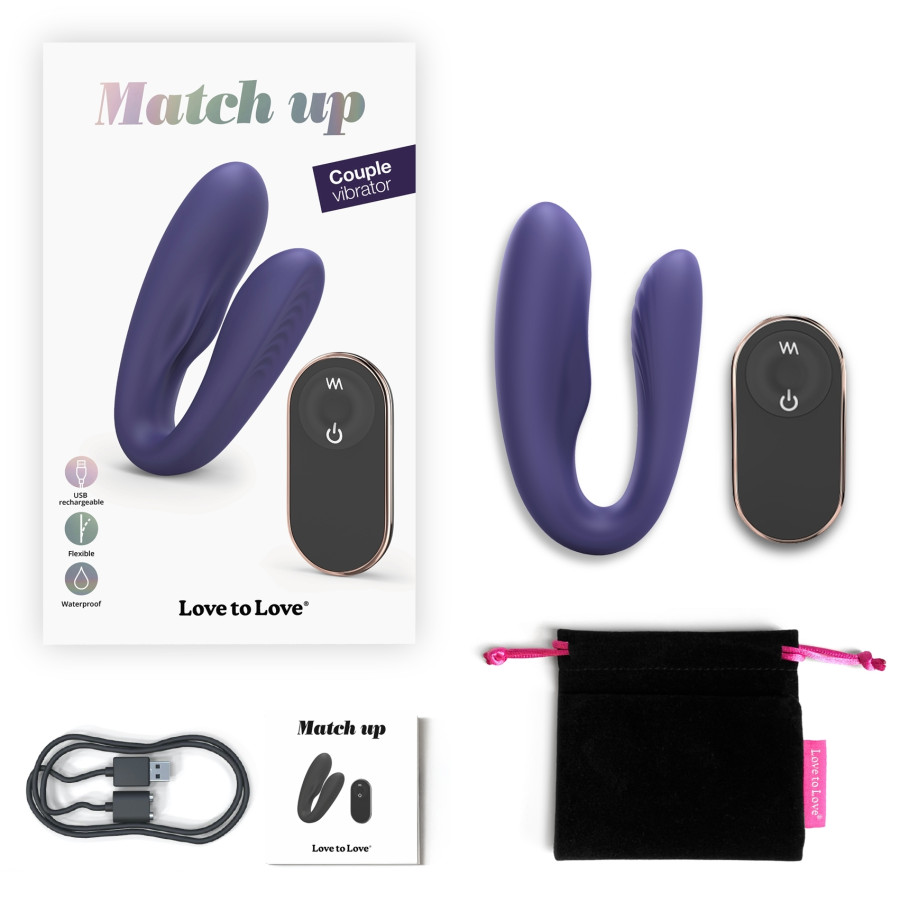 Stimulateur vibrant pour couple Match Up Love to Love Indigo