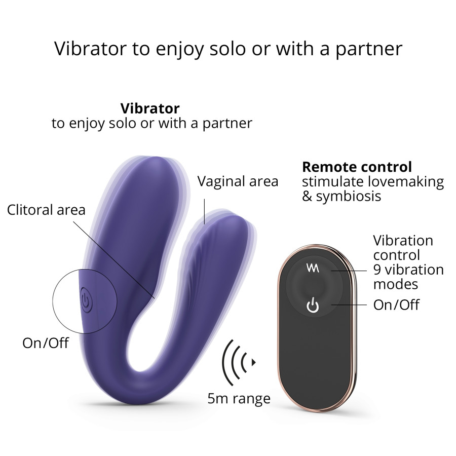 Stimulateur vibrant pour couple Match Up Love to Love Indigo