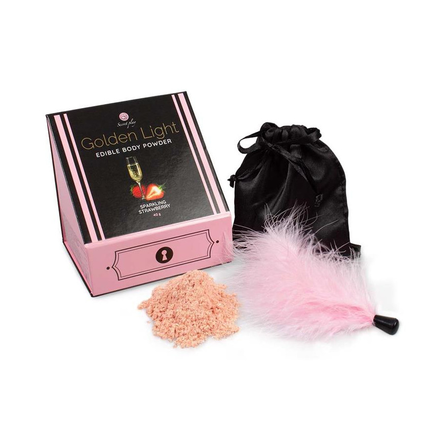 Poudre corporelle comestible Golden Light Vin pétillant à la Fraise 40g Poudre corporelle comestible Golden Light Vin pétillant à la Fraise 40g