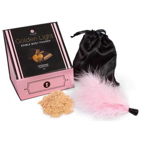 Poudre corporelle comestible Golden Light Chocolat aphrodisiaque 40g