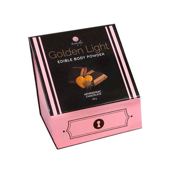 Poudre corporelle comestible Golden Light Chocolat aphrodisiaque 40g