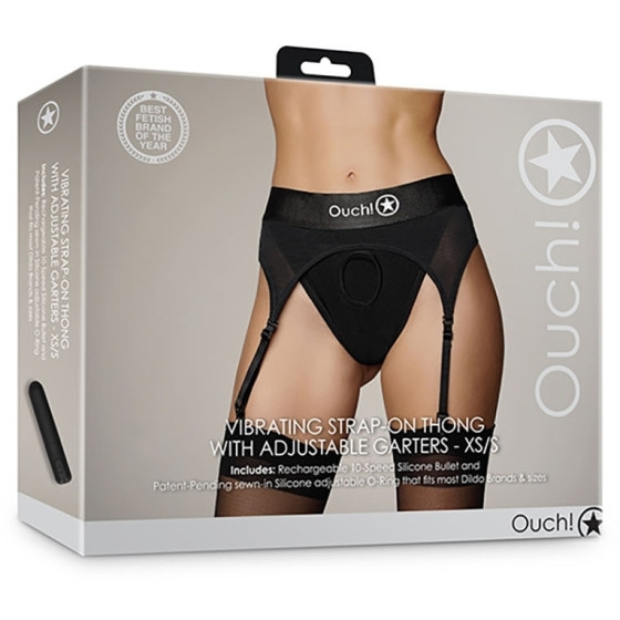 Porte-Jarretelles vibrant Strap-On Thong Garters Noir