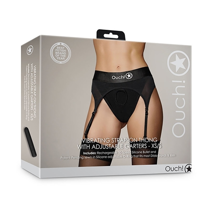 Porte-Jarretelles vibrant Strap-On Thong Garters Noir