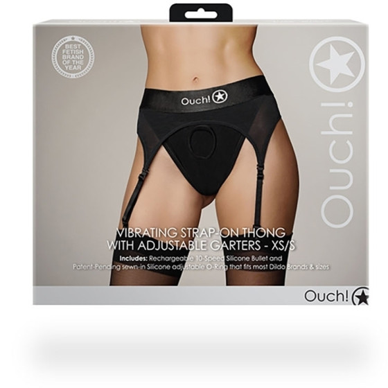 Porte-Jarretelles vibrant Strap-On Thong Garters Noir