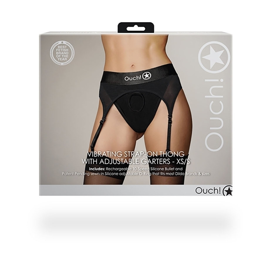 Porte-Jarretelles vibrant Strap-On Thong Garters Noir