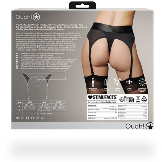 Porte-Jarretelles vibrant Strap-On Thong Garters Noir
