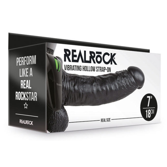 Gode ceinture vibrant Hollow Vibe RealRock 18 x 4.5cm Noir