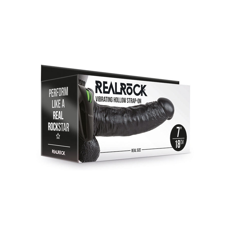 Gode ceinture vibrant Hollow Vibe RealRock 18 x 4.5cm Noir